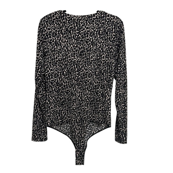Donna Karan New York Long Sleeve Bodysuit Animal Print Womens Size XL V Neck NWT - Picture 3 of 6